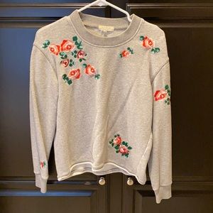 Madewell Embroidered Floral Pullover Sweatshirt